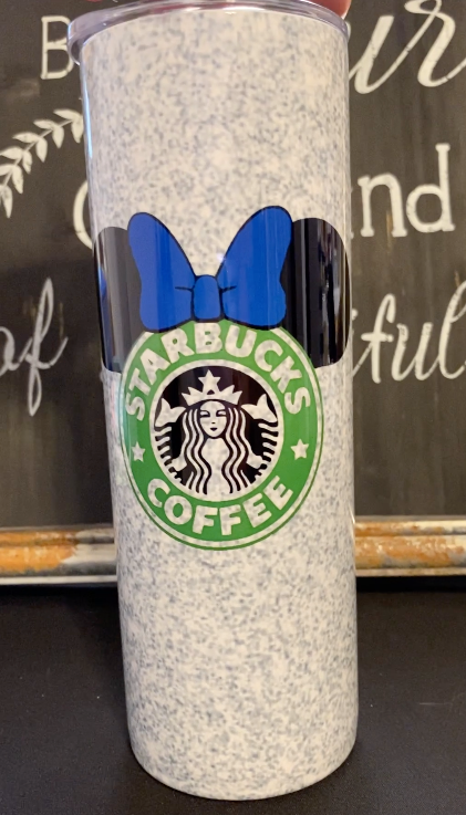 Blue Minnie Mouse Bow Starbucks 20oz Skinny Straight Tumbler