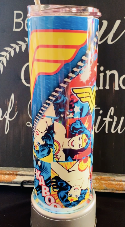 Wonder Woman Zipper 20oz Skinny Straight Tumbler