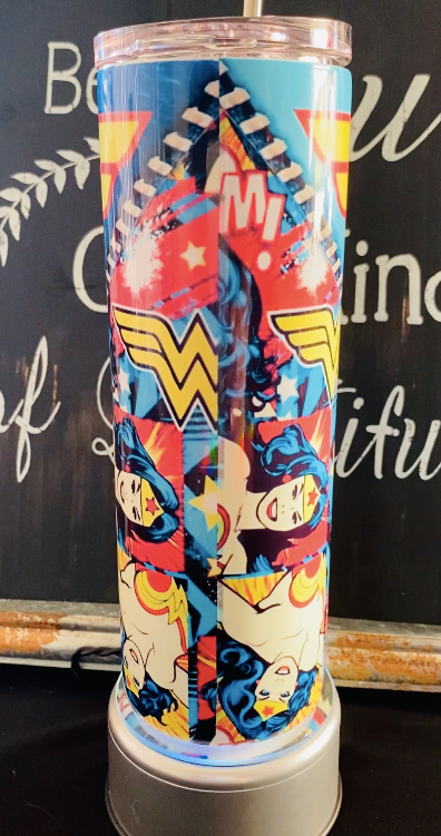 Wonder Woman Zipper 20oz Skinny Straight Tumbler
