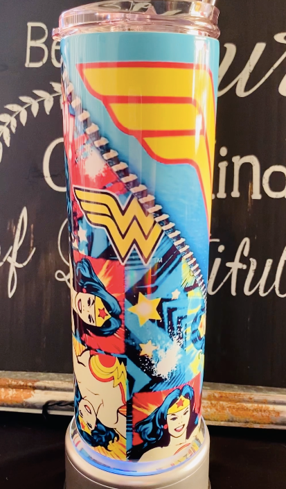 Wonder Woman Zipper 20oz Skinny Straight Tumbler