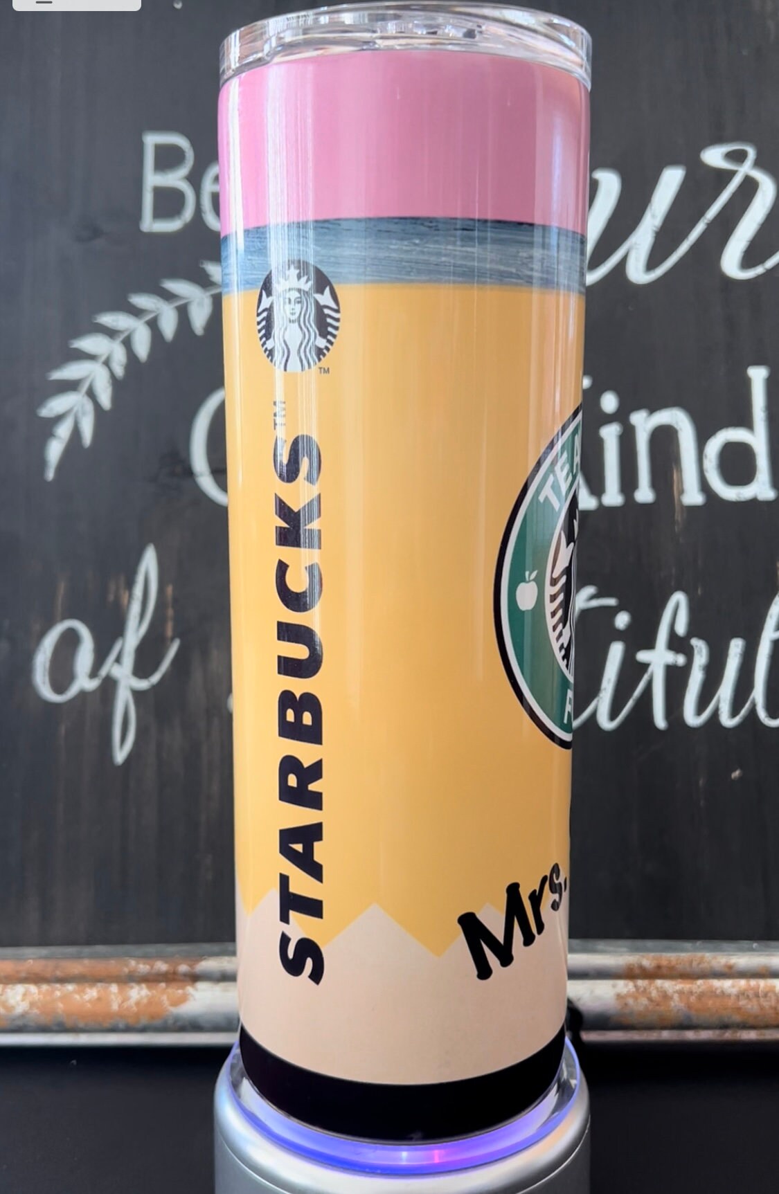 Teacher Fuel Starbucks Pencil 20oz Skinny Straight Tumbler