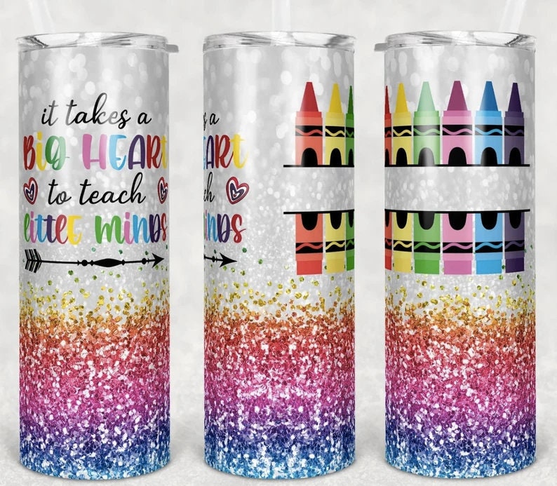 It Takes a Big Heart to Teach Little Minds 20oz Skinny Straight Tumbler