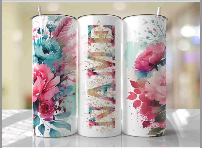 Custom Mother's Day Flower cup with name 20oz Skinny Straight Tumbler