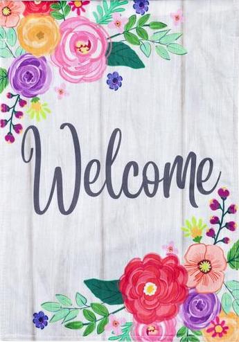 Welcome Yard Flag with Flowers