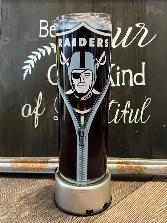 Las Vegas Raiders Zipper 20oz Skinny Straight Tumbler