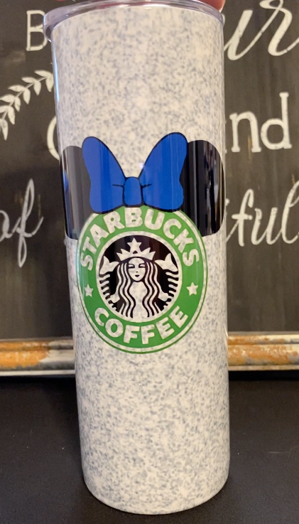 Blue Minnie Mouse Bow Starbucks  20oz Skinny Straight Tumbler