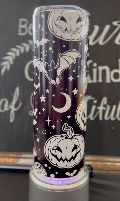 Black & White spooky Halloween 20oz Skinny Straight Tumbler