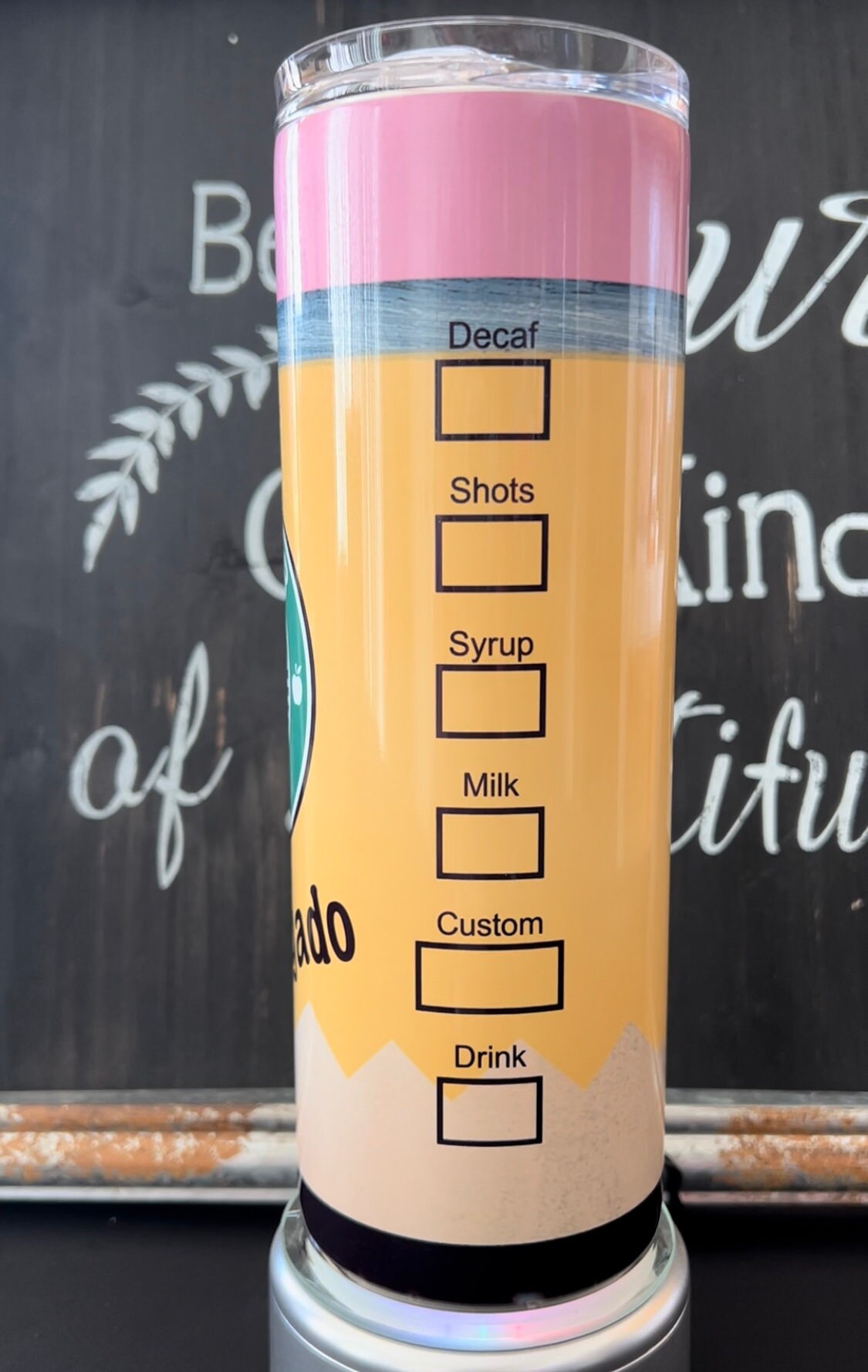 Teacher Fuel Starbucks Pencil 20oz Skinny Straight Tumbler