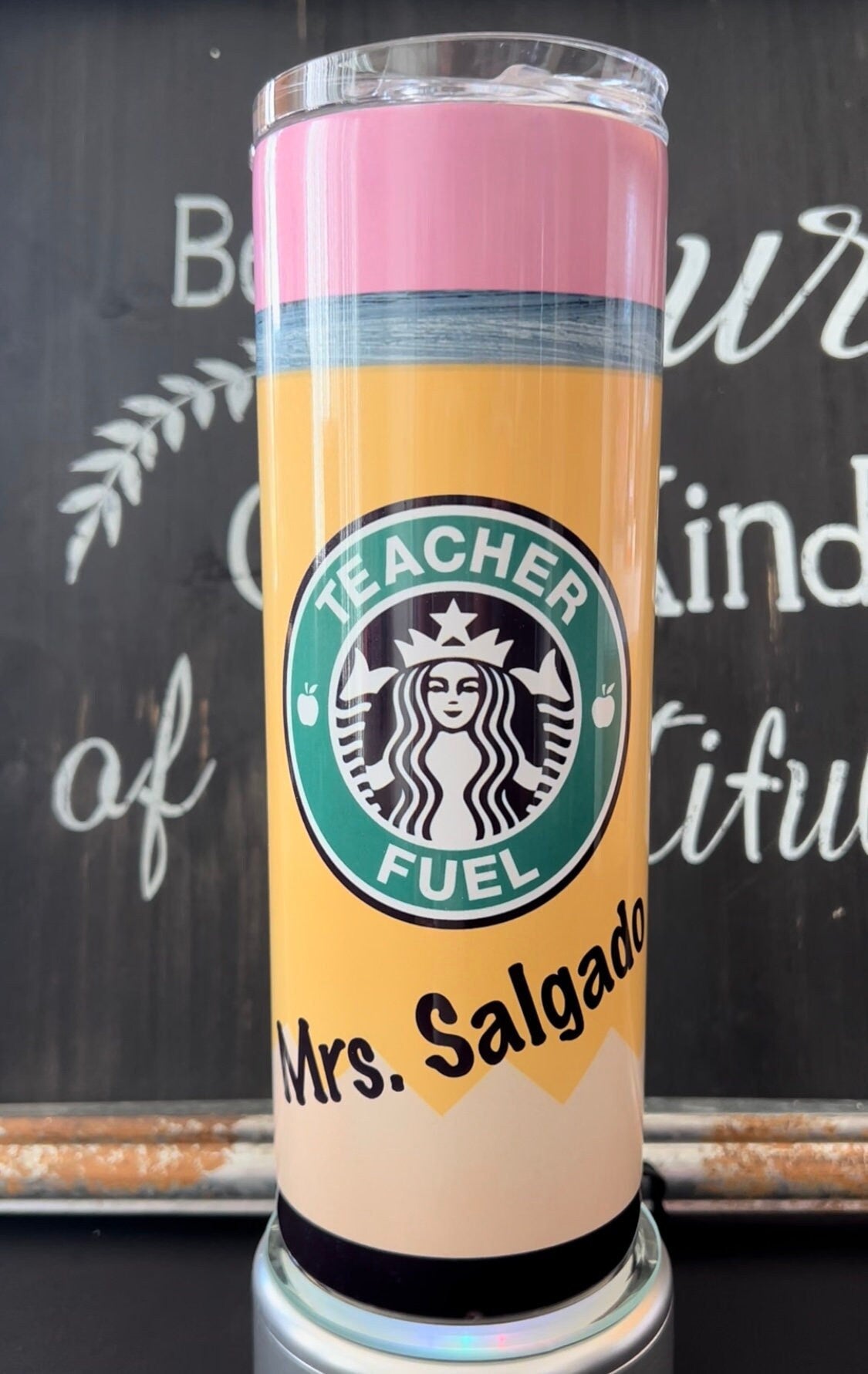 Teacher Fuel Starbucks Pencil 20oz Skinny Straight Tumbler