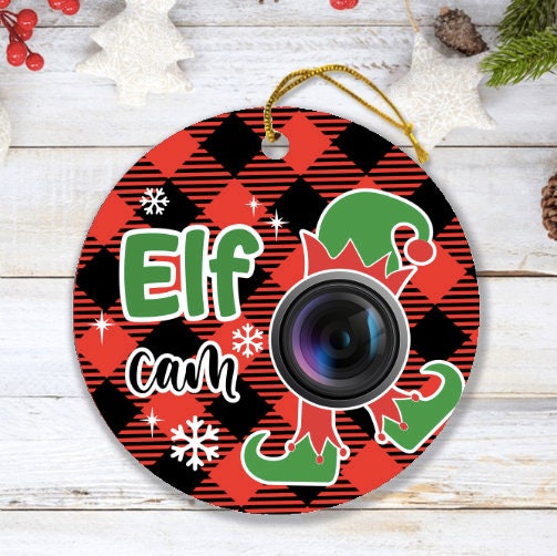 Personalize Santa/ Elf Cam Circle Ornament