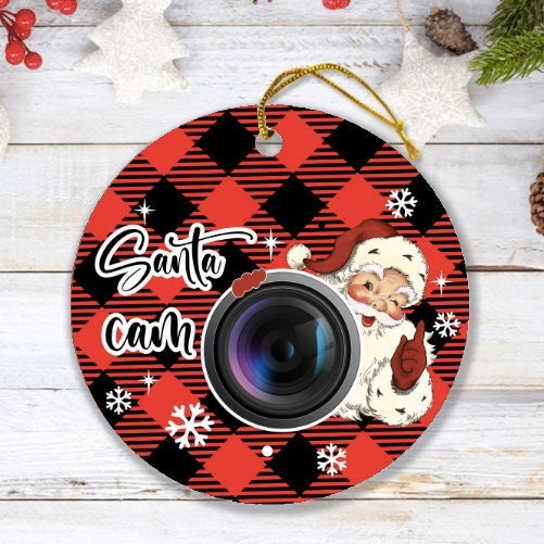 Personalize Santa/ Elf Cam Circle Ornament