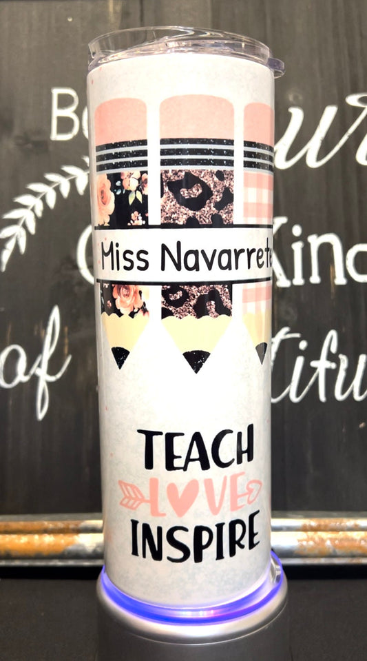 Teach, Love, Inspire 20oz Skinny Straight Tumbler