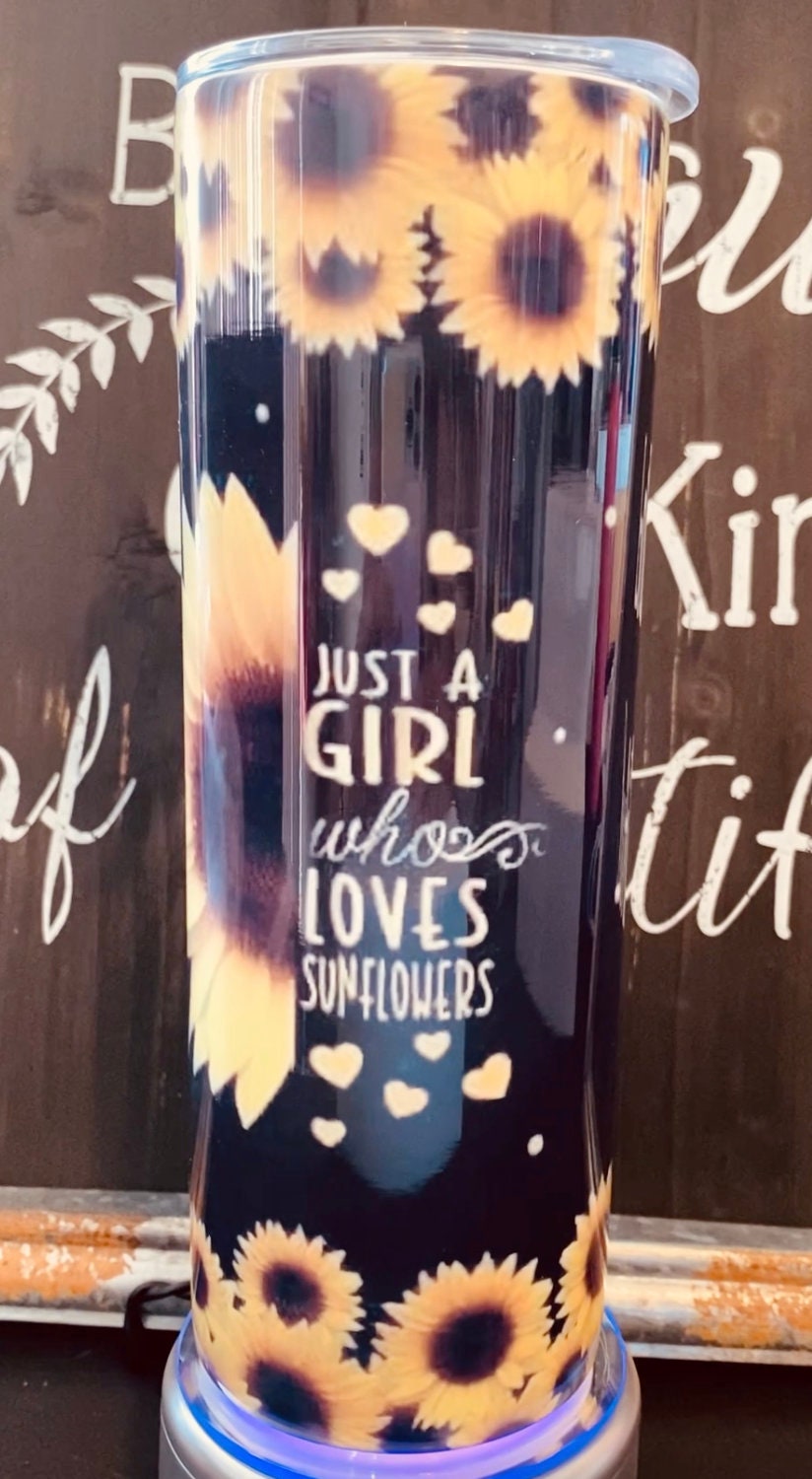 Just a Girl Who Loves Sunflowers 20oz Skinny Straight Tumbler